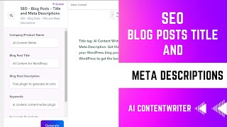 How to Create  SEO Blog Posts Title and Meta Descriptions  using WP AI Content Writer