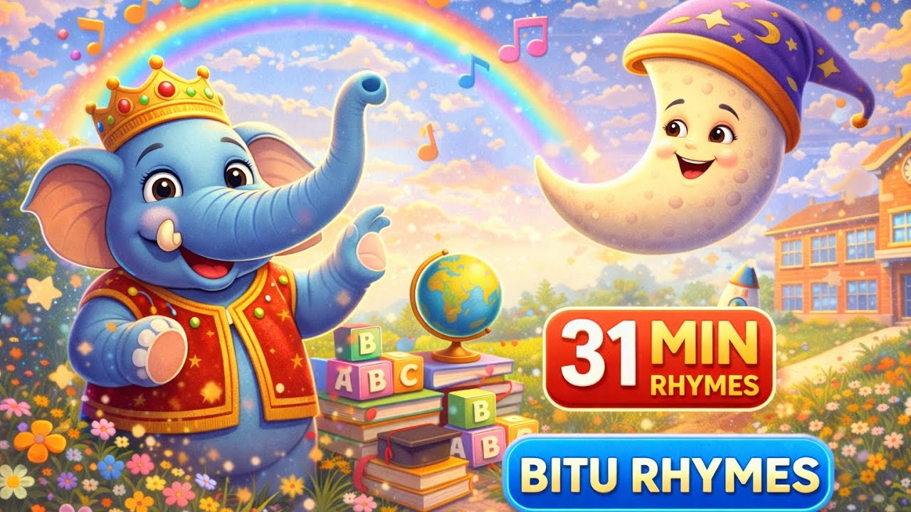 31 Minutes Non-Stop | Best Cartoon Rhymes Collection 🐘🌙  | Bitu Rhymes