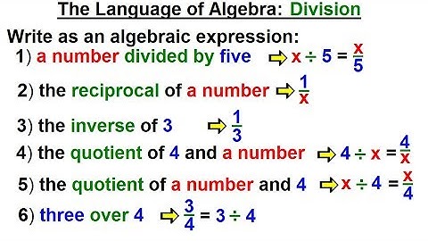 Algebra - Ch. 0.6: Basic Concepts (31 of 36) How to Speak Algebra: Division