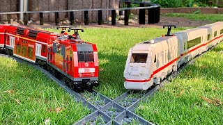 Custom LEGO DB ICE 2 and Regional Express on a big Layout in the Garden