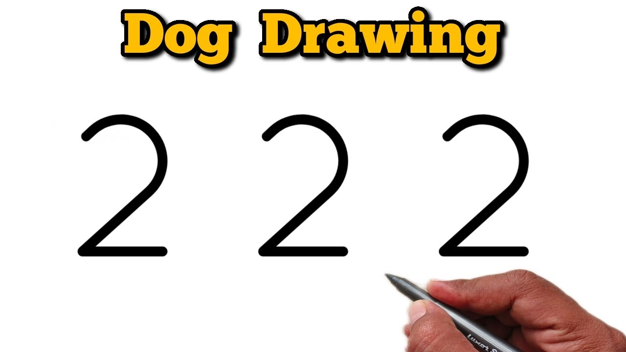 How to Draw a Cute Dog Using Number 222 | Simple & Unique Drawing Hack ...