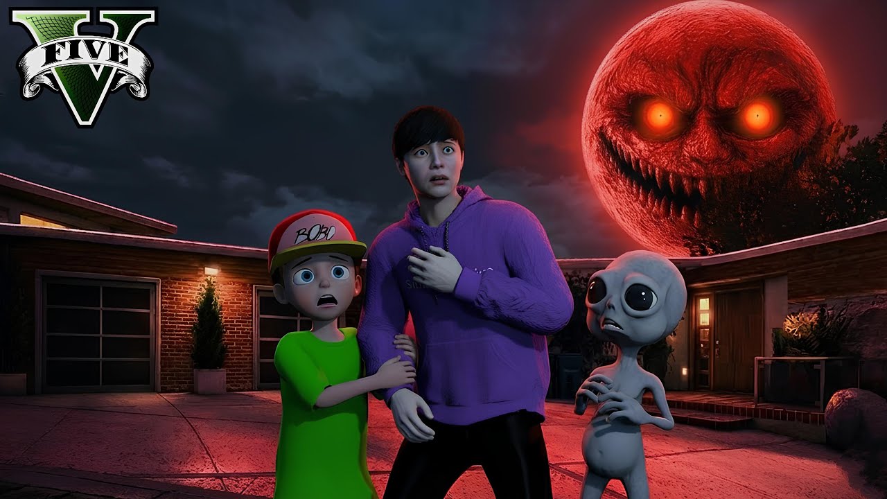 စိတ်ဆိုးနေတဲ့ ဖိုးလမင်းကြီး ကောင်းကင်ပေါ်က ဆင်းလာပြီ | Evil Moon Wake Up in GTA V