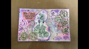 Mixed Media index card #2 steampunk in pink