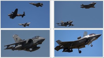4Kᵁᴴᴰ RAF F-35B Lightning II, Avro Lancaster & Tornado GR4 Dambusters 75th Anniversary Flypast