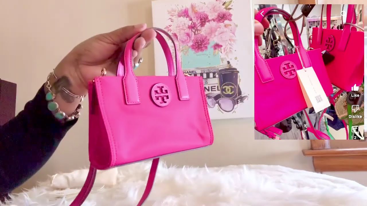 国内発! Tory Burch★ELLA NYLON MINI TOTE★ピンク★ナイロン TORY BURCH MINI NYLON ELLA TOTE BAG MICRO TOTE REVEAL UNBAG