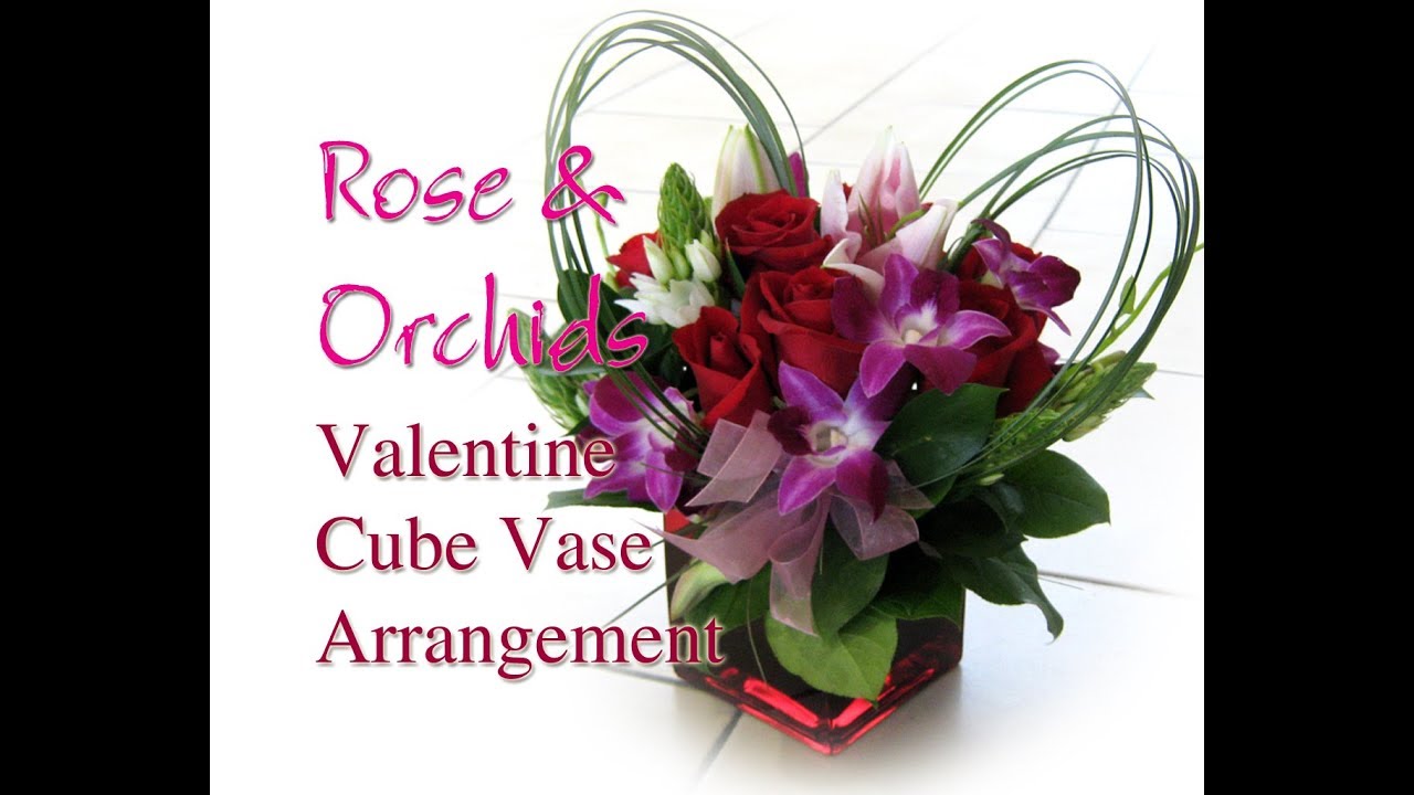 Cube Vase Fresh Flower Centerpiece Valentine Special with Heart