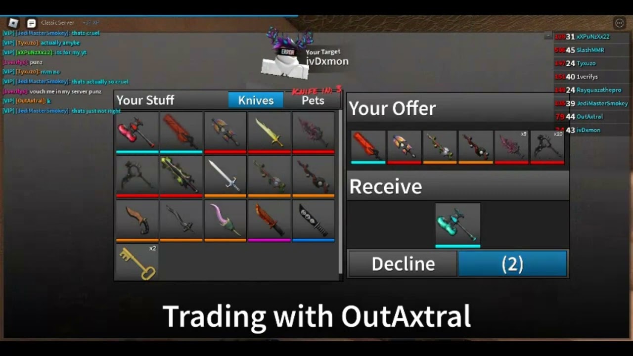 Roblox Assassin Trading Infernal Guardian For Champion Axe II With 