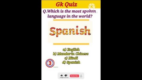 Which Is The Most Spoken Language In The World?🌍 English Gk Quiz #Gk Shorts #Shorts✍️