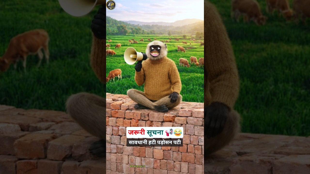 😂 जरूरी सूचना 📢 सावधानी हटी 😱 पड़ोसन पटी 🤣 #funny #thetharpuns #aalupyajjoke #comedy