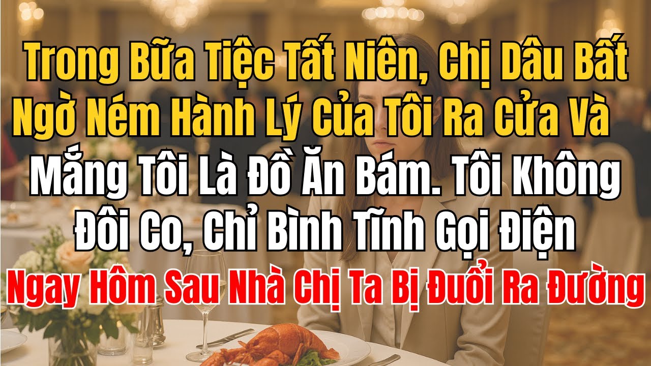 Trong Bữa Tiệc Tất Niên, Chị Dâu Bất Ngờ Ném Hành Lý Của Tôi Ra Cửa Và Mắng Tôi Là Đồ Ăn Bám