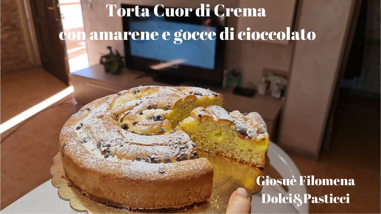 Torta Cuor di Crema con Amarene e Gocce di Cioccolato