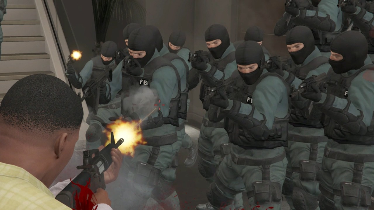 GTA 5 - Franklin rampage shootout + epic five star cop battle - YouTube