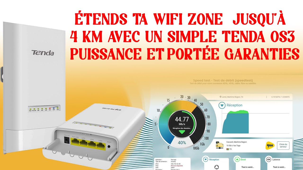 Étends ta WiFi Zone  jusqu’à 4 km avec un simple TENDA OS3 Puissance et portée garanties