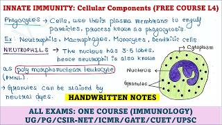 Immunology Course | Components of Innate Immunity | L4 | Cellular components