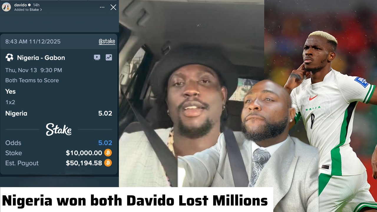Verydarkman React to Nigeria and Gabon Match & Davido lost Millions after Betting Nigeria to Win