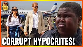 FAKE ROYALS! Prince Harry & Meghan Markle Flown Around Nigeria For FREE By WANTED FUGITIVE!