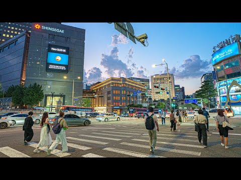 Evening Walk Seoul Central Street and Myeongdong Alley | Korea Travel 4K HDR
