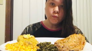 FRIED CHICKEN 🍗 | MAC&amp;CHEESE |GREENS &amp; JALAPEÑO CORN BREAD MUKBANG (R U A RECEIVER OR A GIVER??)