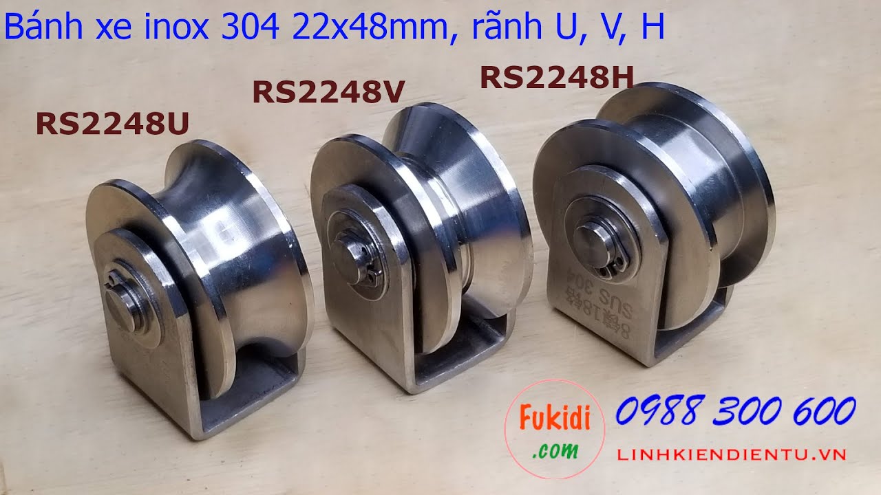 Ròng rọc, bánh xe cửa cổng rãnh U,V, H inox 304 size 22x48mm - RS2248U ...