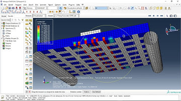Three point bending simulation of concrete slab reinforced with bars and FRP in Abaqus