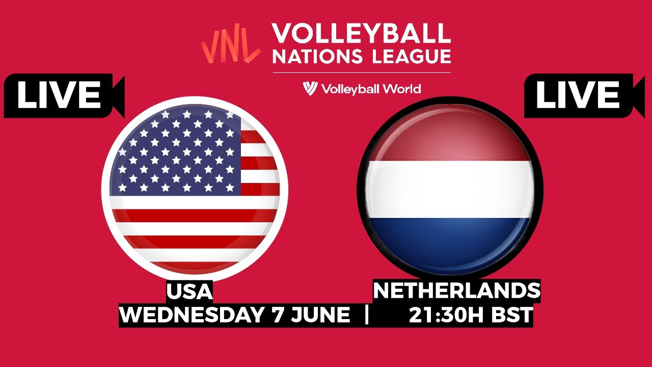 Experience the thrill of VNL 2023 Live watch along USA VS Netherlands Mens Volleyball