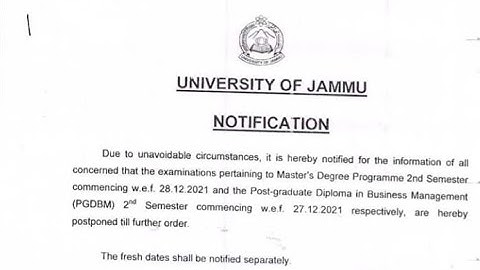 Jammu University Today Big update||Exam postponed||Jammu University.