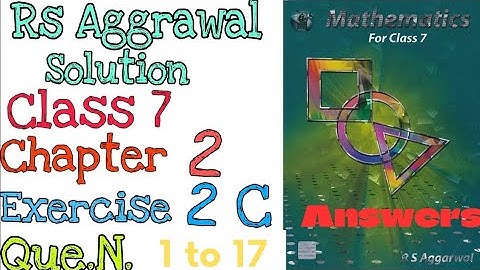 Rs Aggarwal class 7 Ex 2c // Rs Aggarwal 7 Exercise 2c solution answer/ Ex 2c answer/ @mdsirmaths