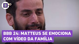 BBB 24: Matteus se emociona com vídeo da família no almoço do anjo