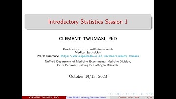 Introductory Statistics Session 1 (Part A)- Univariate and Multivariate statistical methods, etc.