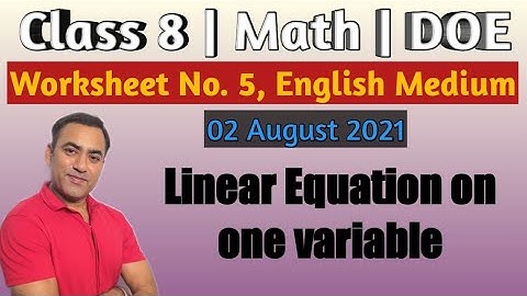 Worksheet 5 | Class 8 | Maths | 2021 | English Medium | DOE | Pie Classes by Sachin Malik