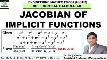 Jacobian of Implicit Function Example | Jacobian of Composite Function | Jacobian Implicit Function