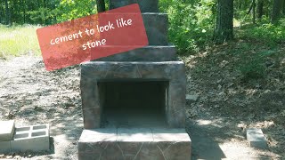 Outdoor Fireplace. Make cement look like stone.