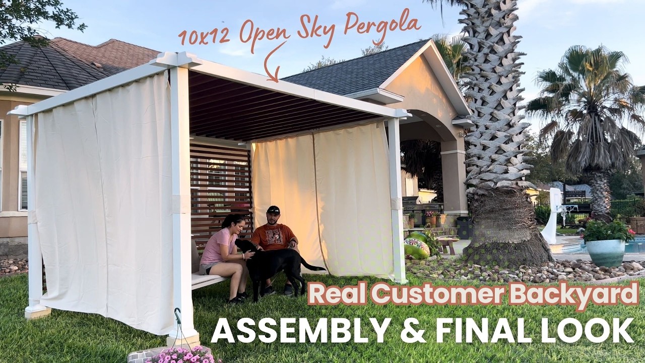 Modern Shade 10'x12' Open Sky Pergola Real Customer Backyard Setup