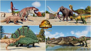 ALL 56 NEW DINOSAUR SPECIES, REPTILES and PREHISTORIC ANIMALS INTRO in SAN MARIE BAY | JWE2 MODS