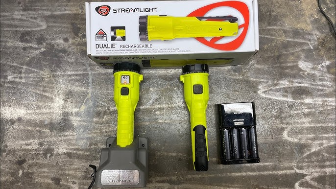 Streamlight 68780 Streamlight Dualie 3 AA Intrinsically safe LED Flashlight  245 Lumens, Output Modes Spot 140 lumens, Flood 140 lumens, and Combo 245  lumens, Class 1 Div 1 Rated, with Magnet Clip and Lanyard, Yellow (without  batteries)