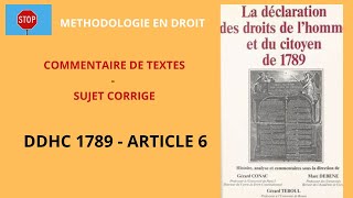 DDHC du 26 août 1789_commentaire de l'article 6