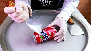 Fanta Strawberry ice cream rolls street food - ايس كريم رول على الصاج  فانتا فروالة