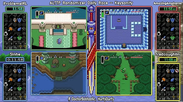 ProblemsIRL vs AmazingAmpharos vs S1nhe vs fcoughlin, Keysanity Mode. ALTTP Randomizer Daily Race