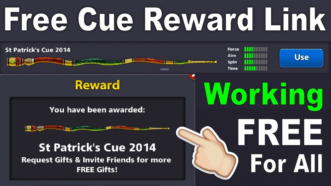 Free St Patrick`s Cue Reward Link 8 Ball Pool - 