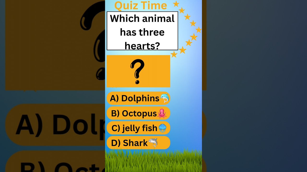 animal has three hearts🤔l quiz l General knowledge l english