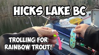 Hicks lake BC. Early spring fishing 2021. How to catch kokanee and trout.