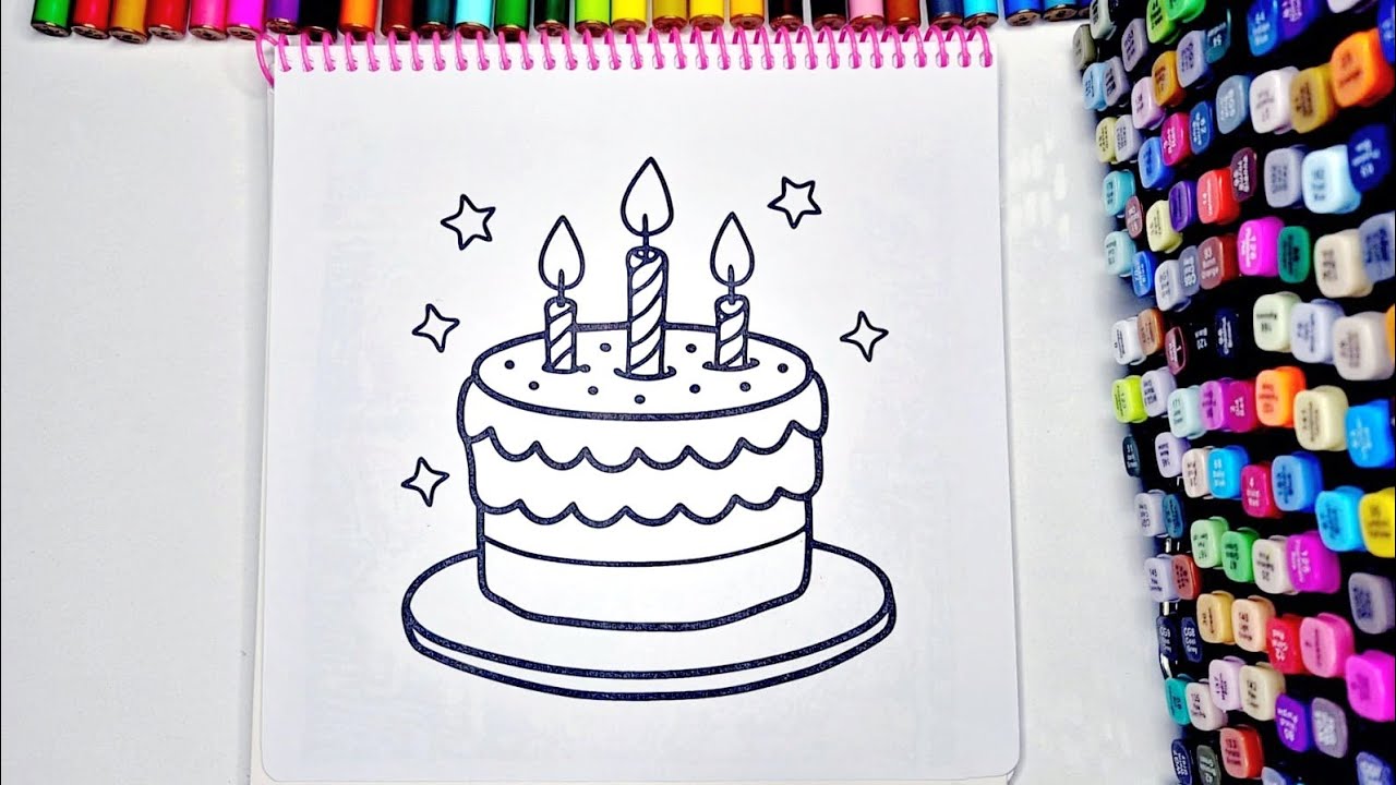 🎂 Cozy Cute Birthday Cake Coloring with Markers | ASMR Relaxing & Satisfying Art