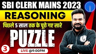 SBI Clerk Mains Reasoning 2024 | SBI Clerk Mains Puzzle Previous Year Questions | By Arpit Sir