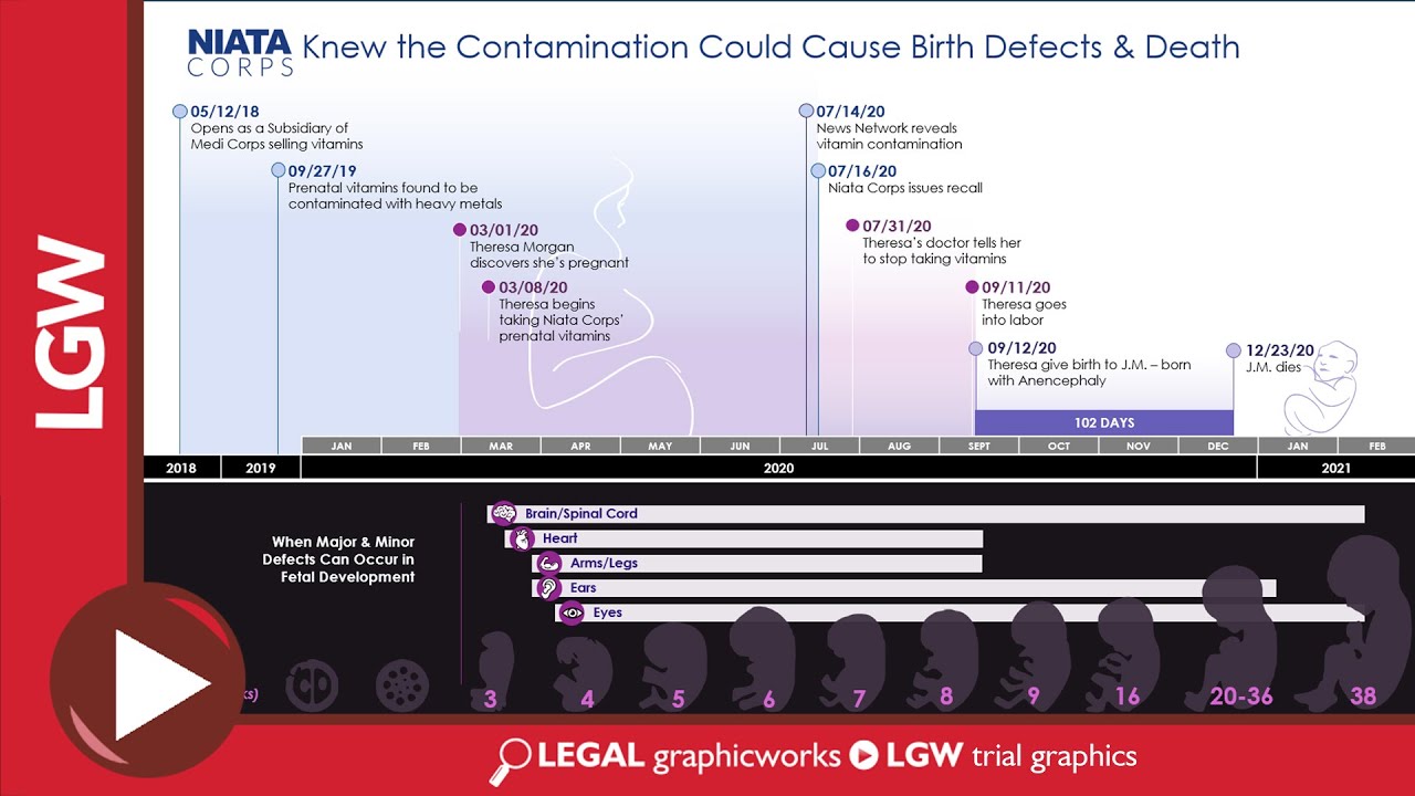 Birth Defect Exposure Timeline PowerPoint Animation for Litigation