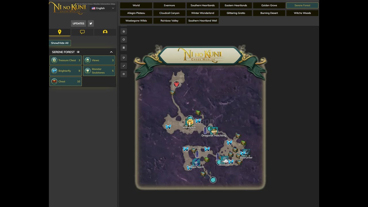 Ni no Kuni Cross Worlds Interactive Maps Brighterfy, Chest, Treasure Chest, Vistas, Soulstones
