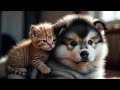 Alaskan Malamute Puppy Meets Tiny Kitten 🐶🐱 | Funny, Cute & Unexpected First Reaction!