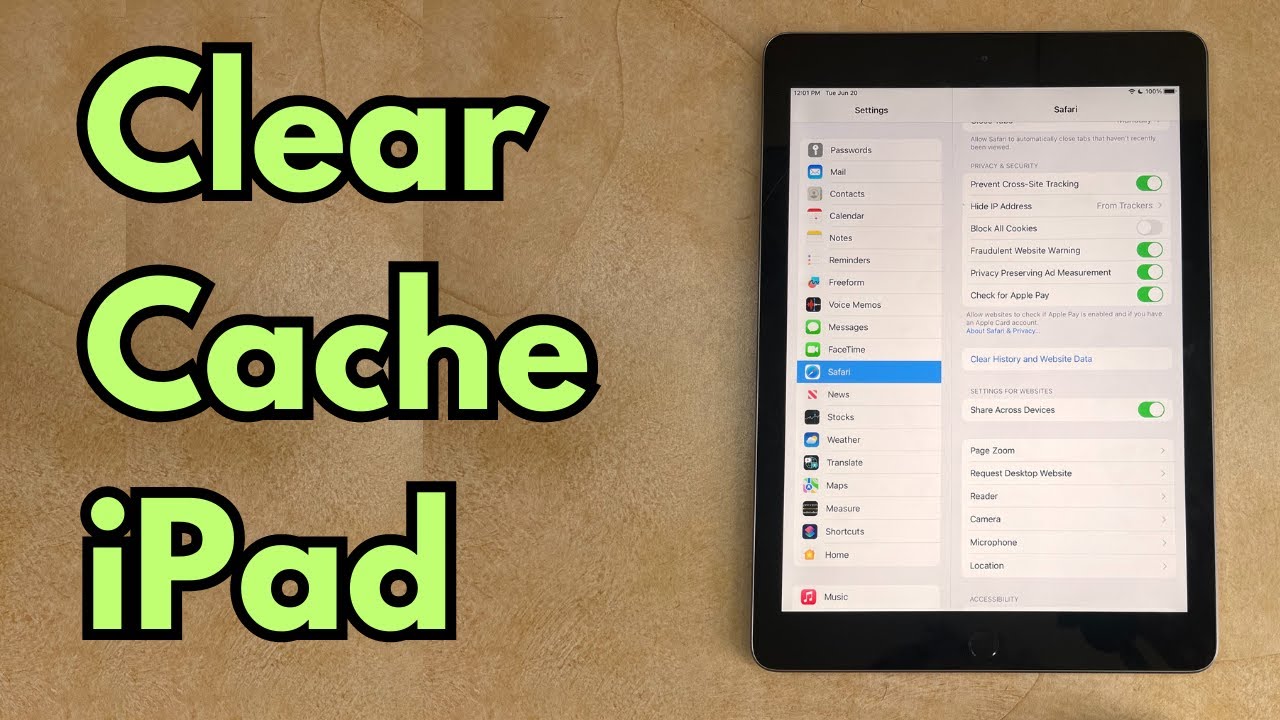 clear your cache in safari on ipad