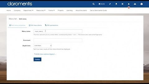 Menu builder: Main menu bar
