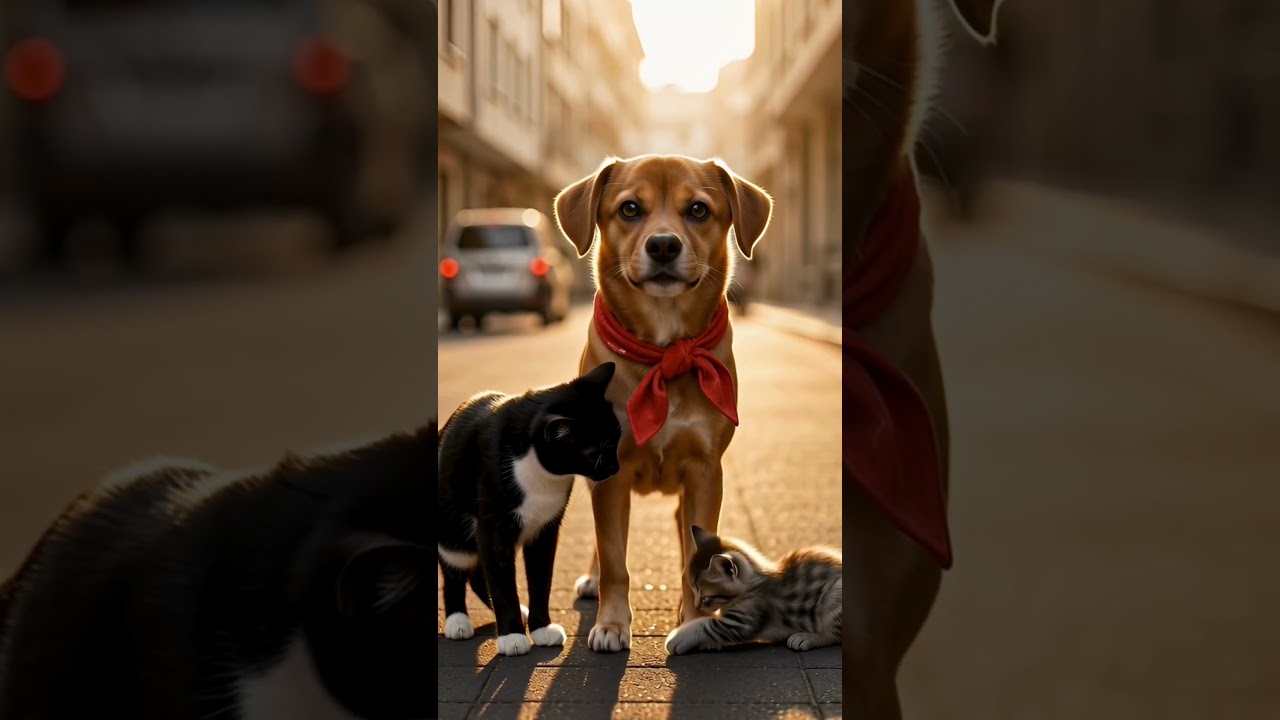 PIKU the Street Dog Saves a Hungry Cat & Kitten | A Heart-Touching Animal Story 