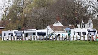 Travellers set up illegal camp on popular country park | SWNS